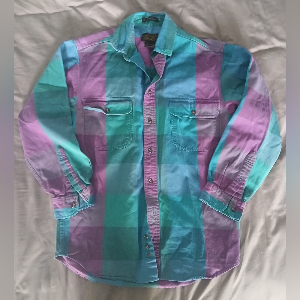 Vtg Eddie Bauer purple and teal button-up